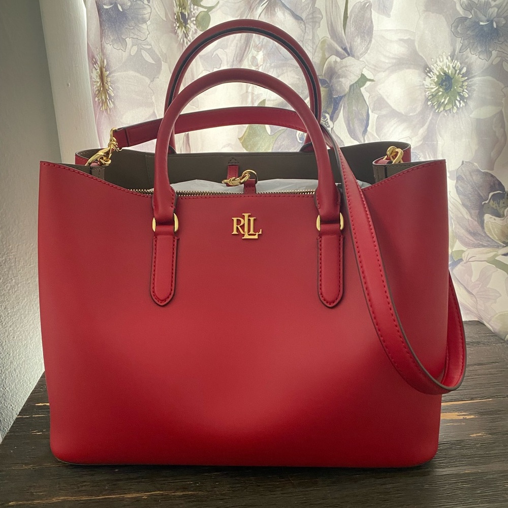 Lauren Ralph Lauren Chocolate Brown Handbag with Gold Detail